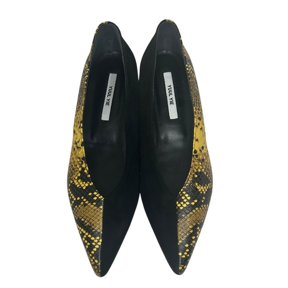 YUUL YIE Selma Pumps Sz 7.5 Yellow Python/Black - Picture 4 of 16